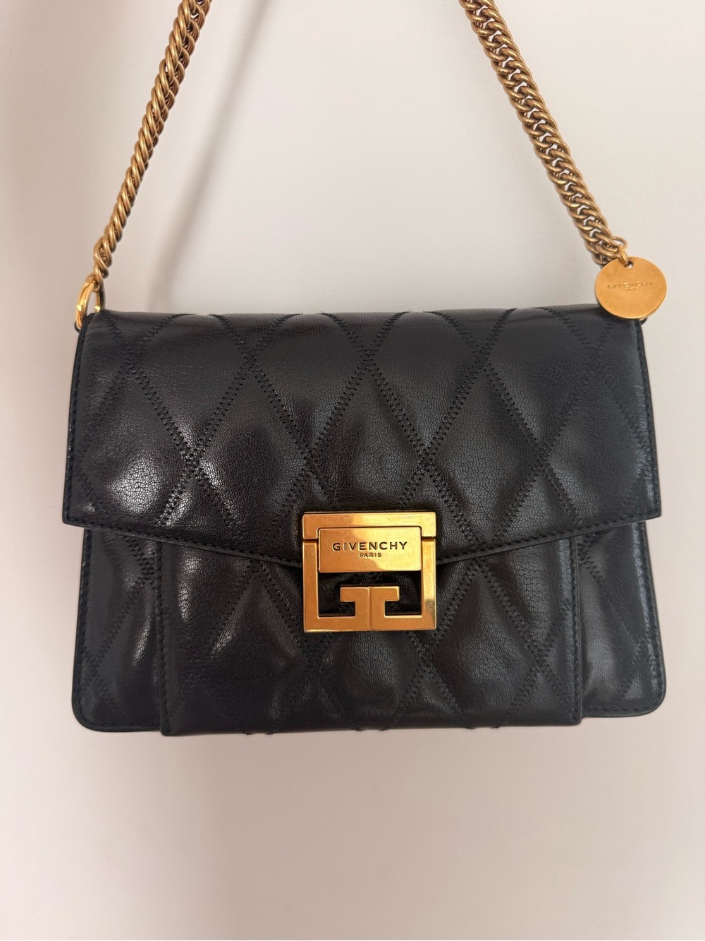 Givenchy Black Quilted GV3 Flap Bag Small (no leather strap included)